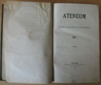 Zdjęcie nr 2 okładki  Ateneum. Pismo naukowe i literackie. Tom I.