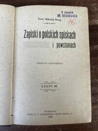 Miniatura okładki Berg Mikołaj Zapiski o polskich spiskach i powstaniach. Część III-V vol. 1.