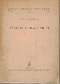 Miniatura okładki Budziszewska Wanda Żargon ochweśnicki. 