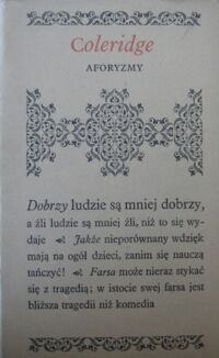 Miniatura okładki Coleridge /wybór Z. Kubiak/ Aforyzmy. /Biblioteczka Aforystów/