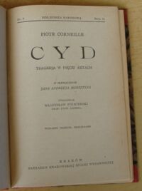 Zdjęcie nr 2 okładki Corneille Piotr Cyd. Tragedja w pięciu aktach. /Seria II. Nr 8/