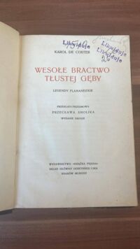 Zdjęcie nr 1 okładki Coster Karol de Wesołe bractwo tłustej gęby. Legendy flamandzkie. 