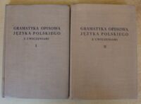 Miniatura okładki Doroszewski W., Wieczorkiewicz B. Gramatyka opisowa języka polskiego z ćwiczeniami. T.I-II.