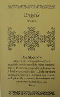 Zdjęcie nr 1 okładki Engels Fryderyk Myśli. /Biblioteczka Aforystów/