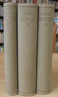 Miniatura okładki Fredro Akeksander hr. Komedje. Tom I-III. Wydał Henryk Cepnik.
T.I. Przedmowa-Aleksander Fredro,życie i działalność-Z literatury o Fredrze.
Intryga na prędce, czyli nie ma złego bez dobrego-Pan Geldhab-Zrzędność i przekora-Mąż i żona-Odludki i poeta-Nikt mnie nie zna.
T.II. Damy i huzary-Pan Jowialski-Śluby panieńskie-Zemsta.
T.III. Ciotunia-Dożywocie-Dwie blizny-Pan Benet-Wielki człowiek do małych interesów.