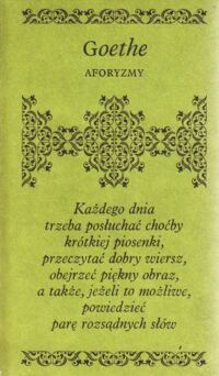 Miniatura okładki Goethe Johann Wolfgang Aforyzmy.  /Biblioteczka Aforystów/