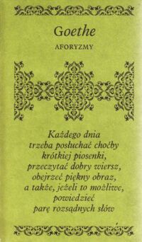 Miniatura okładki Goethe Johann Wolfgang Aforyzmy.  /Biblioteczka Aforystów/
