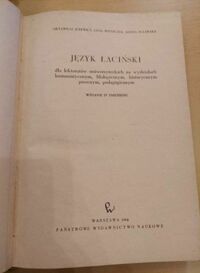 Zdjęcie nr 2 okładki Jurewicz O., Winniczuk L., Żuławska J. Język łaciński dla lektoratów uniwersyteckich na wydziałach filologicznym historycznym prawnym.