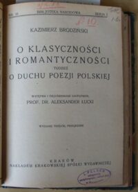 Zdjęcie nr 4 okładki Kochanowski J., Niemcewicz J., Brodziński K., La Rochefoucauld Treny. /Seria I. Nr 1/. Powrót posła. /Seria I. Nr 4/. O klasyczności i romantyczności tudzież o duchu poezji polskiej. /Seria I. Nr 10/. Maksymy i rozważania moralne. /Seria II. Nr 38/