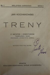 Zdjęcie nr 2 okładki Kochanowski Jan Treny. /Seria I. Nr 1/