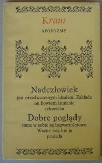 Zdjęcie nr 1 okładki Kraus Karl Aforyzmy. /Biblioteczka Aforystów/