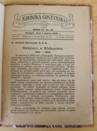 Zdjęcie nr 2 okładki  Kronika Gostyńska. Czasopismo Regjonalne. Serja III. Nr 10.