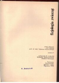 Miniatura okładki Krzymowski Tadeusz /red./ Fizjologia zwierząt. Podręcznik dla studentów wydziałów weterynaryjnych Akademii Rolniczych.