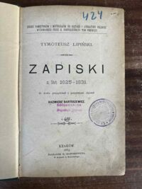 Miniatura okładki Lipiński Tymoteusz Zapiski z lat 1825-1831. 