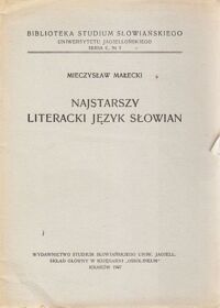 Miniatura okładki Małecki Mieczysław Najstarszy literacki język Słowian.