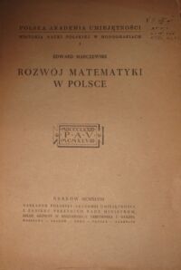 Miniatura okładki Marczewski Edward Rozwój matematyki w Polsce.