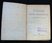 Zdjęcie nr 2 okładki Mickiewicz Adam Poezje. Tom III. 
/Wydanie zupełne w IV tomach/
