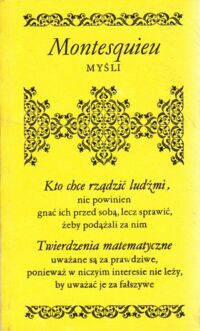 Miniatura okładki Montesquieu Charles-Louis de Secondat de Myśli. /Biblioteczka Aforystów/