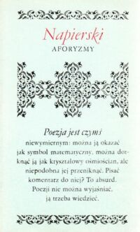Miniatura okładki Napierski Stefan Aforyzmy. /Biblioteczka Aforystów/.