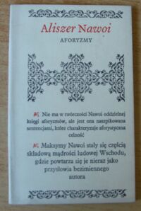 Miniatura okładki Nawoi Aliszer Aforyzmy. /Biblioteczka Aforystów/