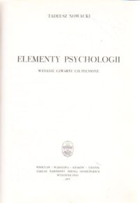 Miniatura okładki Nowacki Tadeusz Elementy psychologii.