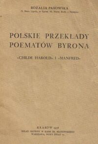 Miniatura okładki Pakowska Rozalia Polskie przekłady poematów Byrona. "Childe Harold" i "Manfred".