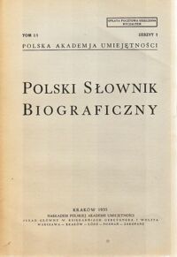 Zdjęcie nr 1 okładki  Polski Słownik Biograficzny. Tom I/1. Zeszyt 1.