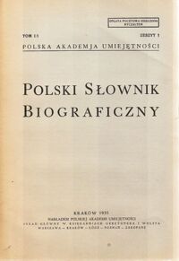 Zdjęcie nr 1 okładki  Polski Słownik Biograficzny. Tom I/1. Zeszyt 1.