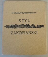 Miniatura okładki Radzikowski Stanisław Eljasz Styl zakopiański.