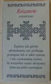 Miniatura okładki Rozanow Wasilij Aforyzmy. /Biblioteczka Aforystów/