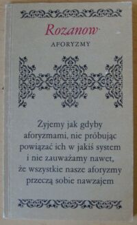 Miniatura okładki Rozanow Wasilij Aforyzmy. /Biblioteczka Aforystów/