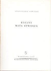 Miniatura okładki Sawicka Stanisława Ryciny Wita Stwosza .