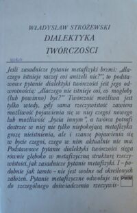 Miniatura okładki Stróżewski Władysław  Dialektyka twórczości.