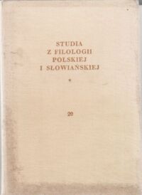 Miniatura okładki  Studia z filologii polskiej i słowiańskiej  20.