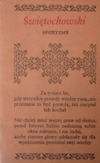 Zdjęcie nr 1 okładki Świętochowski Aleksander Aforyzmy. /Biblioteczka Aforystów/