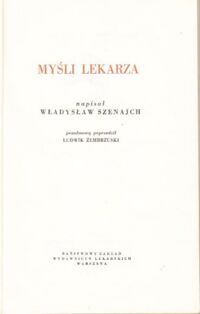Miniatura okładki Szenajch Władysław  Myśli lekarza.