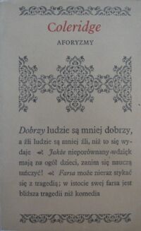 Zdjęcie nr 1 okładki Taylor Samuel Coleridge. Aforyzmy. /Biblioteczka Aforystów/