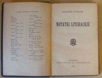Zdjęcie nr 2 okładki Tetmajer Kazimierz Notatki literackie.