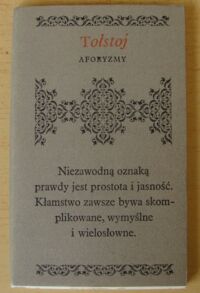 Miniatura okładki Tołstoj Lew Aforyzmy. /Biblioteczka Aforystów/