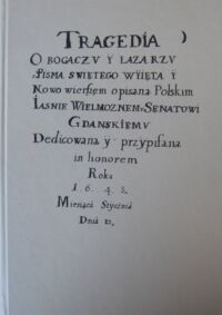 Miniatura okładki Treder Jerzy /przygotował/ Tragedia o bogaczu i Łazarzu.