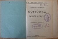 Miniatura okładki Trembecki Stanisław   Sofiówka i wybór poezyj. /Seria I. Nr 80/