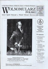 Zdjęcie nr 1 okładki  Wolnomularz Polski 13-14. /Niezależne, Liberalne Pismo Przyjaciół Sztuki Królewskiej/